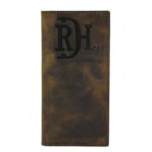 NEW RED DIRT HAT COMPANY men's genuine leather branded rodeo wallet in brown oil